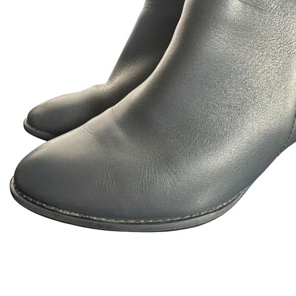 Vionic Upton Gray Leather Ankle Boots 7.5 Block Heel Comfort Orthotic - Picture 7 of 13